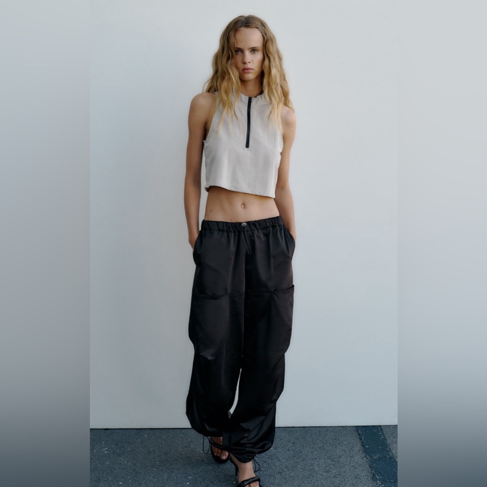 NWT ZARA ZIPPERED NYLON TOP